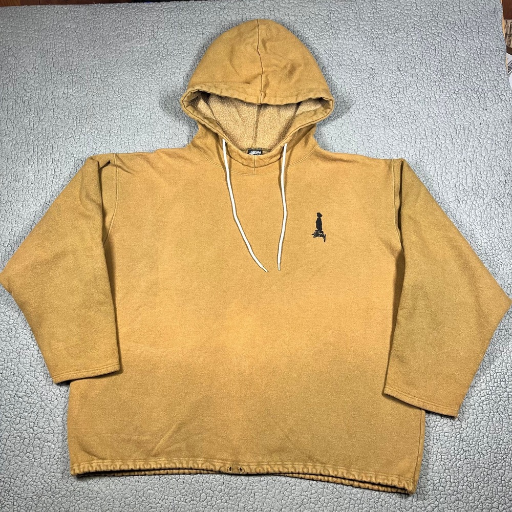 Vintage Stussy 80s Baja Surf Pullover Hoodie Rare Faded Tan Size XL Made In USA